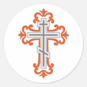 Orthodox cross classic round sticker