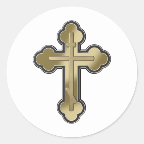 Orthodox cross classic round sticker