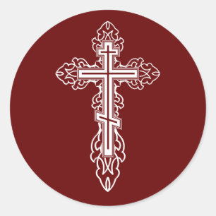 Orthodox cross classic round sticker