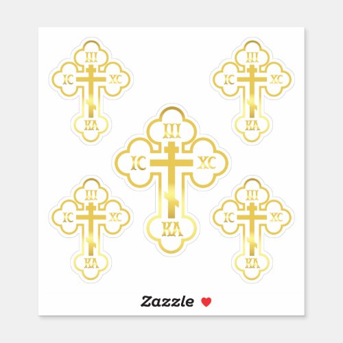 Orthodox Cross Gold NIKA Sticker