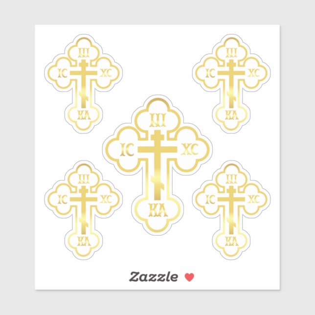 Orthodox Cross Gold NIKA Sticker (Sheet)