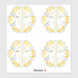 Orthodox Cross Gold With Ornaments Sticker