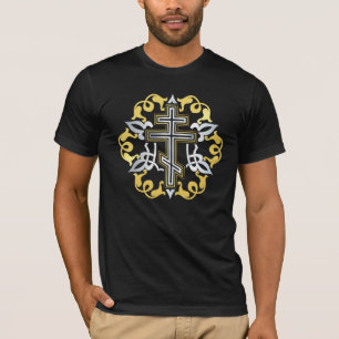 Orthodox Cross Gold With Ornaments T-Shirt