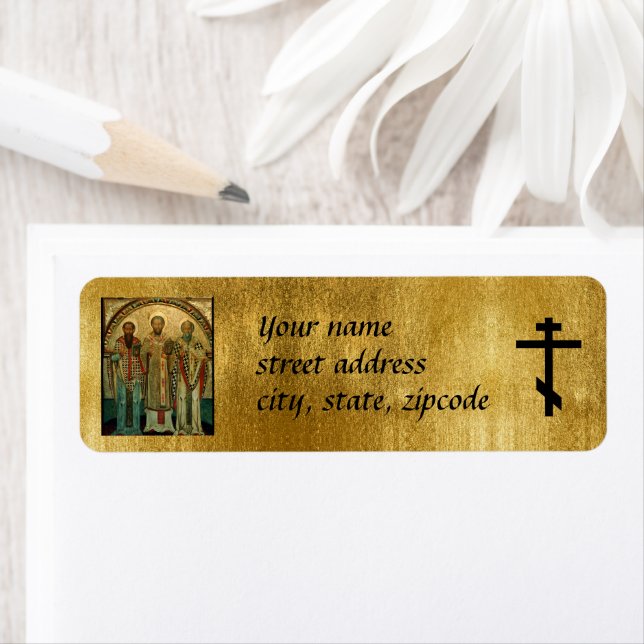 Orthodox Cross l Christian l Church, address Label (Insitu)