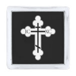 Orthodox cross silver finish lapel pin