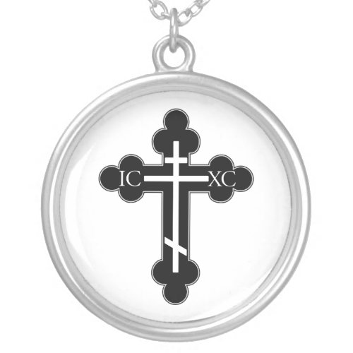 Orthodox cross silver plated necklace