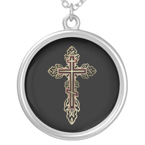 Orthodox cross silver plated necklace