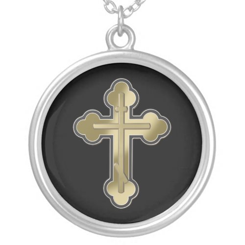 Orthodox cross silver plated necklace