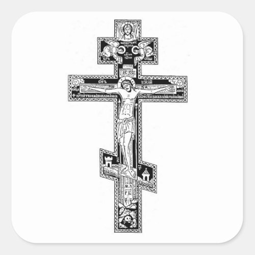 Orthodox Cross Square Sticker