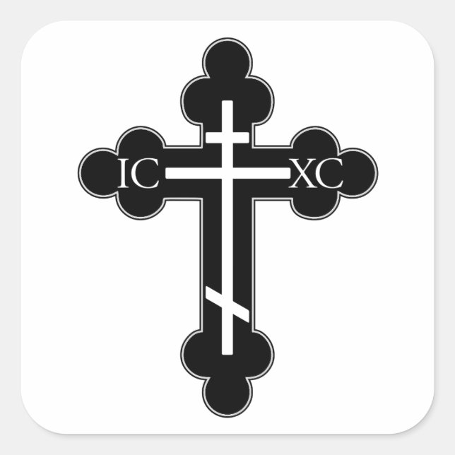 Orthodox cross square sticker (Front)