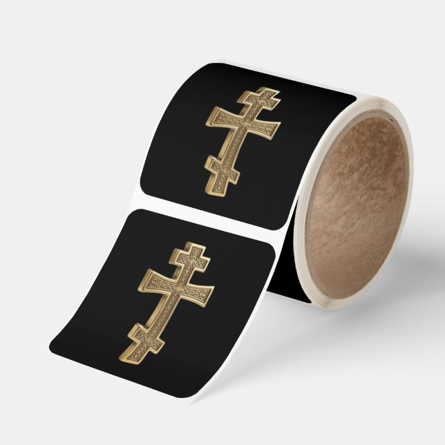 Orthodox cross square sticker (Roll)
