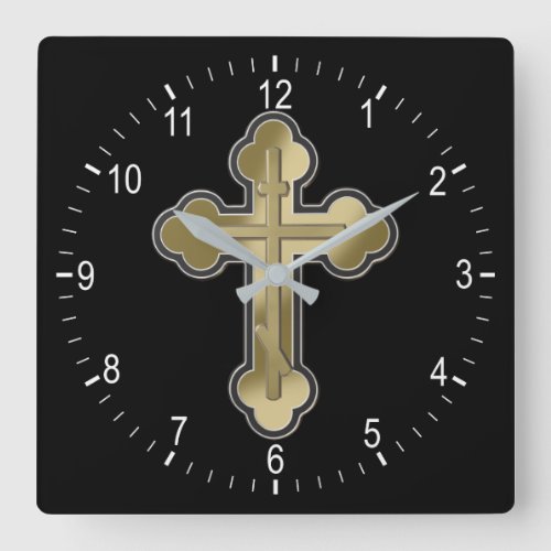 Orthodox cross square wall clock