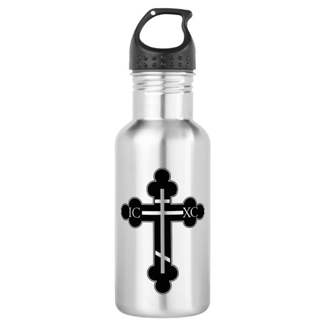 Orthodox cross stainless steel water bottle (Front)