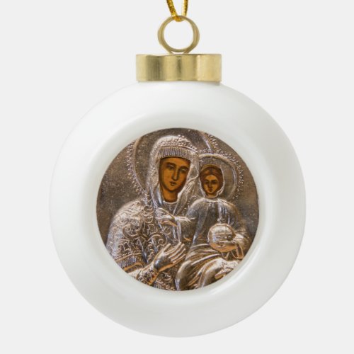 Orthodox icon ceramic ball christmas ornament