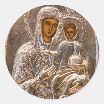 Orthodox Icon Classic Round Sticker by hildurbjorg at Zazzle