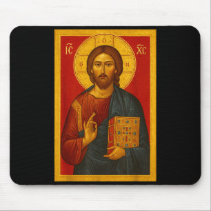 Orthodox Icon Of Jesus Christ Pantocrator  Mouse Pad