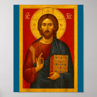Orthodox Icon Of Jesus Christ Pantocrator  Poster