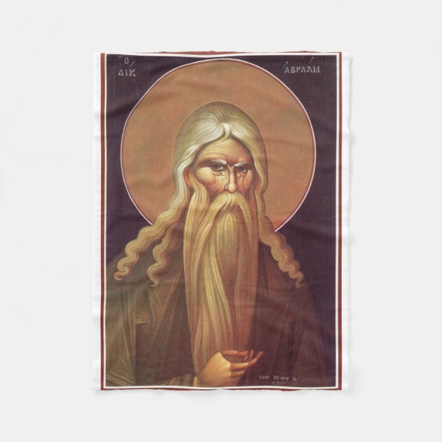 Orthodox Icon of Patriarch Abraham Fleece Blanket (Front)