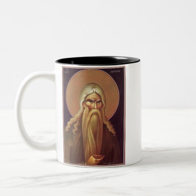 Orthodox Icon of Patriarch Abraham Two-Tone Coffee Mug (Left)