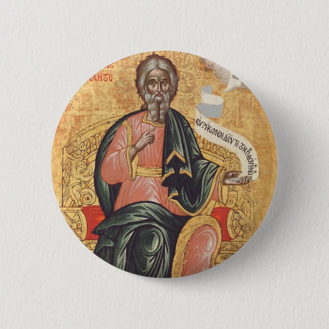 Orthodox Icon of Saint Andrew the Apostle  Button (Front)