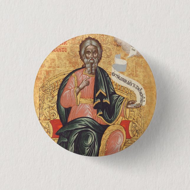 Orthodox Icon of Saint Andrew the Apostle  Button (Front)