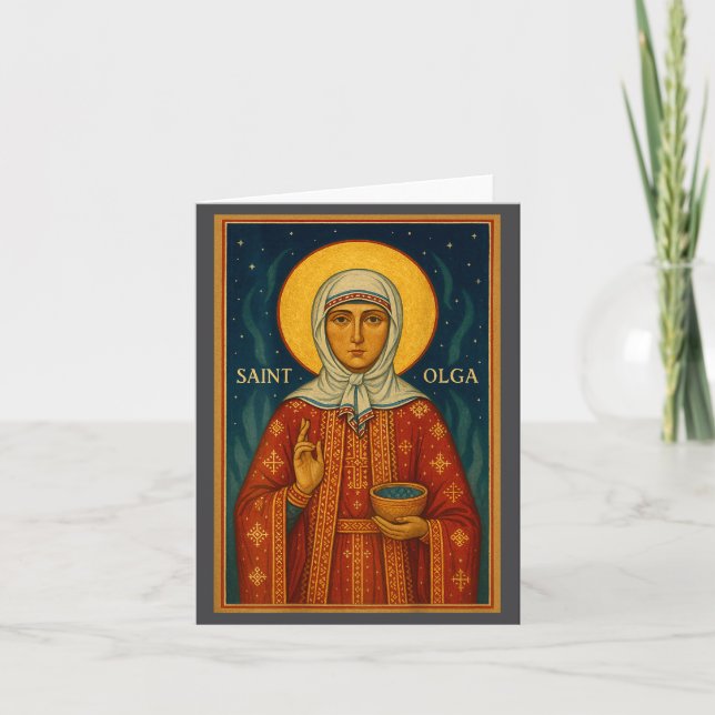 Orthodox Icon Of Saint Olga Of Alaska  Card (Front)