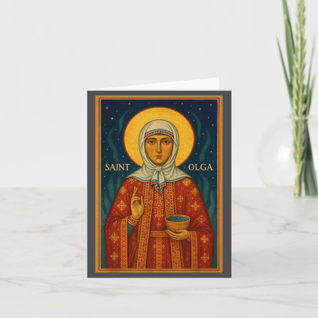Orthodox Icon Of Saint Olga Of Alaska  Card (Front)