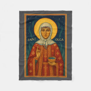 Orthodox Icon Of Saint Olga Of Alaska  Fleece Blanket