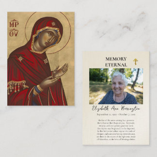 Orthodox Icon of the Theotokos Funeral Prayer Card