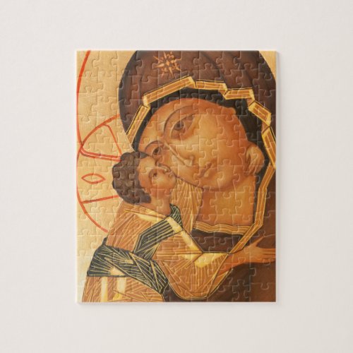 Orthodox Icon of Virgin Mary and Baby Jesus Jigsaw Puzzle