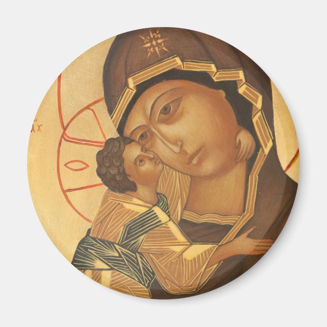 Orthodox Icon of Virgin Mary and Baby Jesus Magnet (Front)