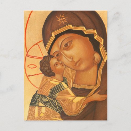 Orthodox Icon of Virgin Mary and Baby Jesus Postcard