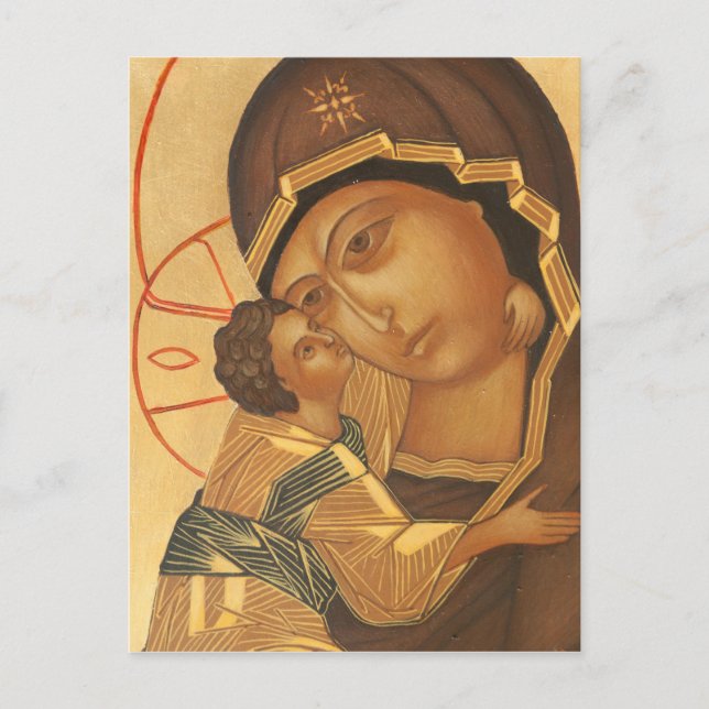 Orthodox Icon of Virgin Mary and Baby Jesus Postcard (Front)