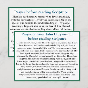 Orthodox prayer before reading scripture card