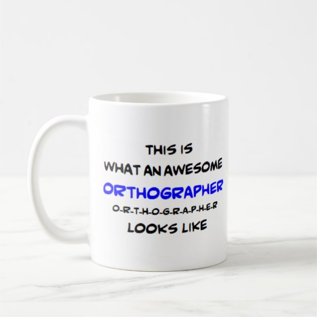 orthographer awesome coffee mug (Left)
