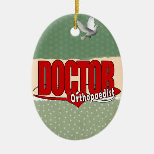 ORTHOPAEDIST LOGO BIG RED DOCTOR CERAMIC ORNAMENT