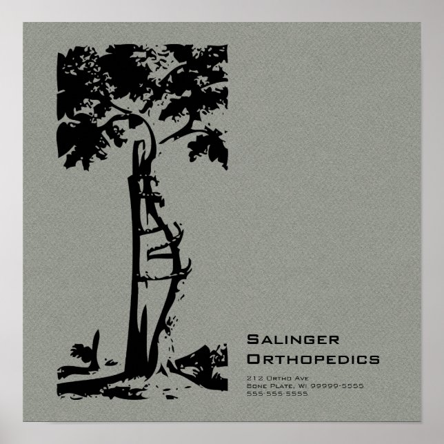 Orthopedic Crooked Tree Gray Faux Flannel Poster (Front)