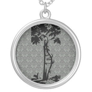 Orthopedic Crooked Tree on Light Damask Silver Plated Necklace