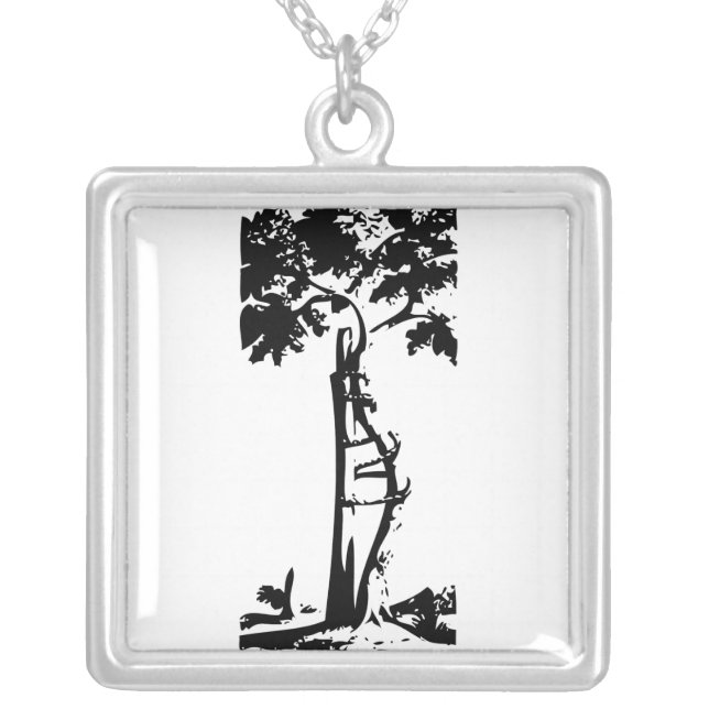 Orthopedic Crooked Tree Silver Plated Necklace (Front)