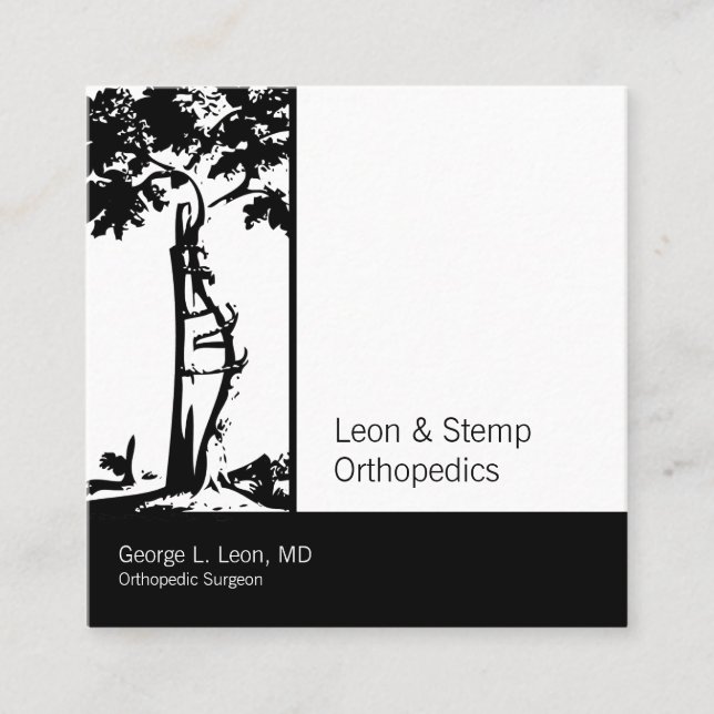Orthopedic Crooked Tree Symbol Square Business Card (Front)