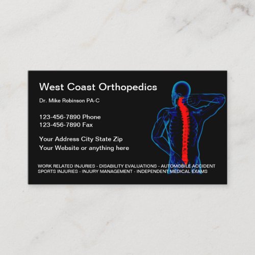 Orthopedic Doctor Medical Business Cards