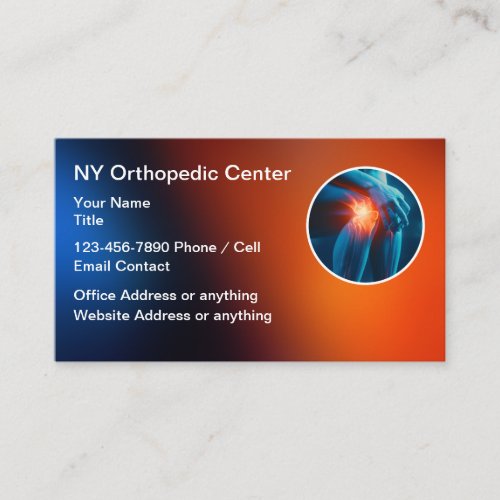 Orthopedic Doctor Office Business Cards