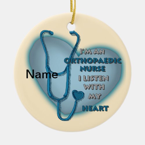 Orthopedic Nurse Blue Heart custom name ornament 