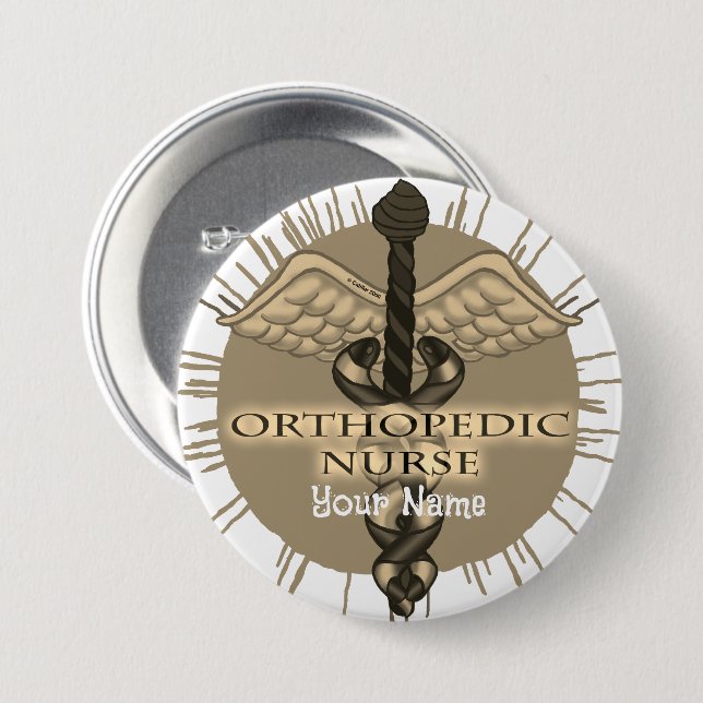 Orthopedic Nurse Caduceus Button (Front & Back)
