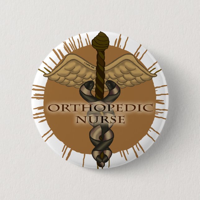 Orthopedic Nurse Caduceus Button (Front)
