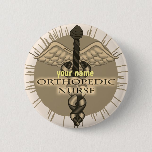 Orthopedic Nurse Caduceus Button (Front)