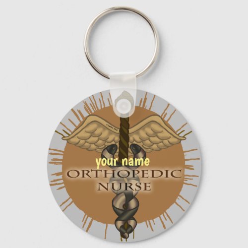 Orthopedic Nurse Caduceus custom name keychain