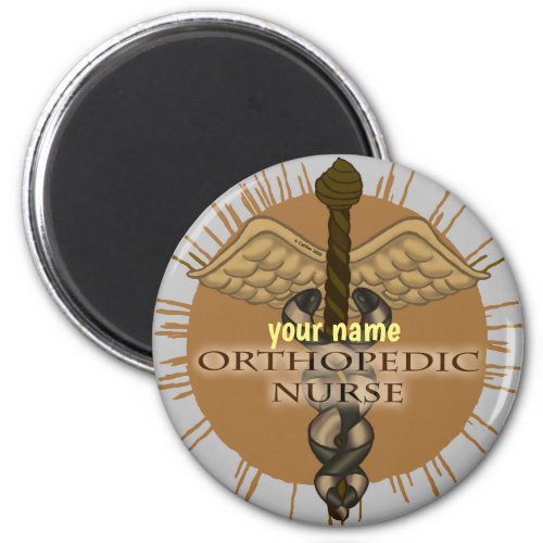Orthopedic Nurse Caduceus custom name magnet 
