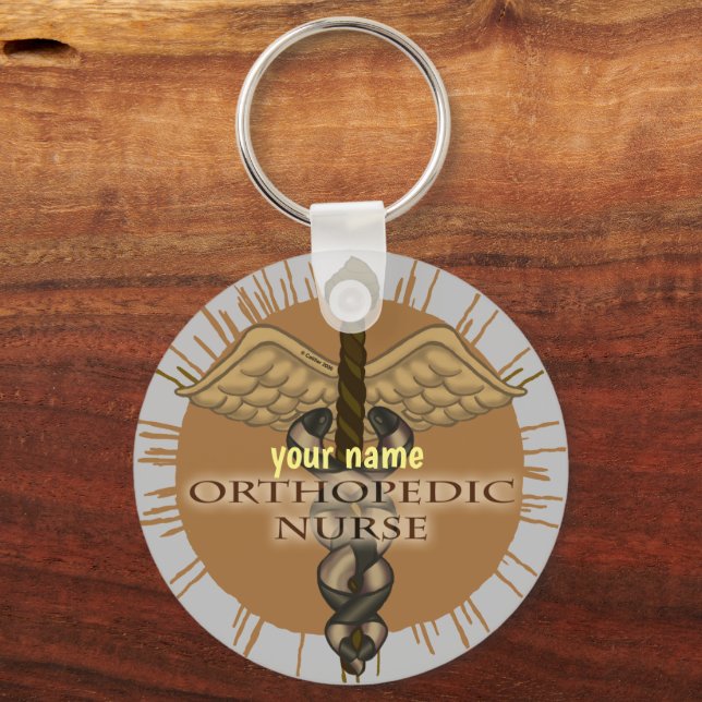 Orthopedic Nurse Caduceus Keychain (Front)