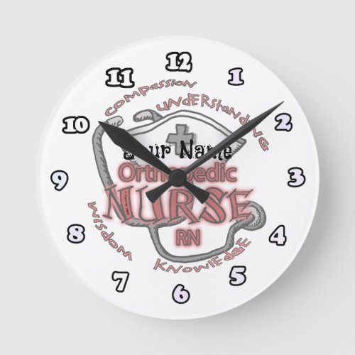 Orthopedic Nurse custom name Round Clock